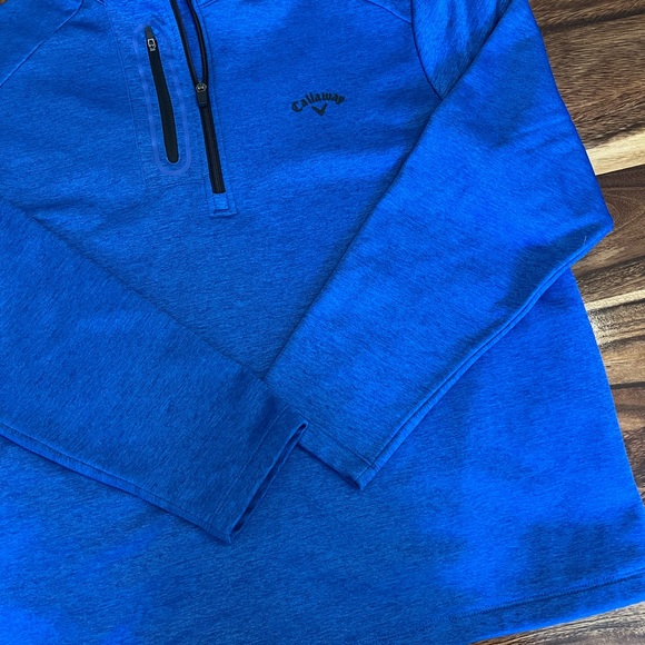 Callaway Golf Quarter Zip Large Pockets Mens Blue Black Pullover - Picture 3 of 9